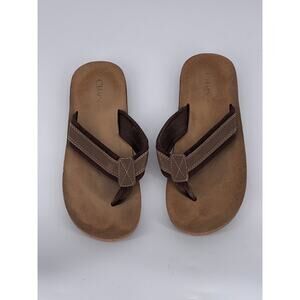 CHAPS Men's Brown Leather Thong Summer Sandals SZ 10-11